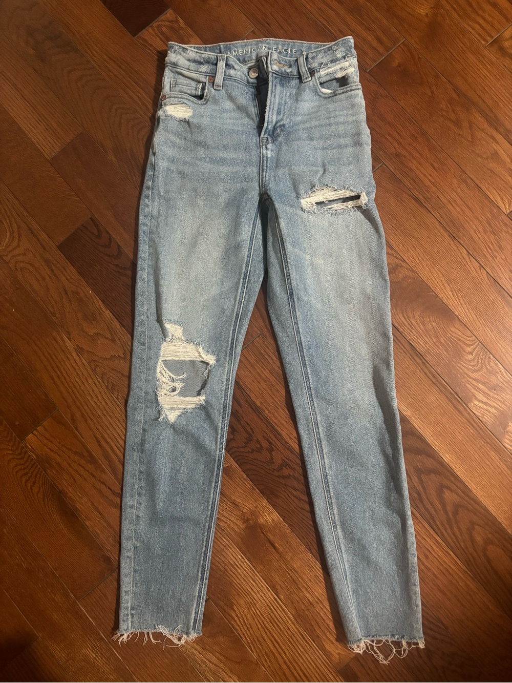 American Eagle Outfitters Light Blue High-Rise Distressed Jeans